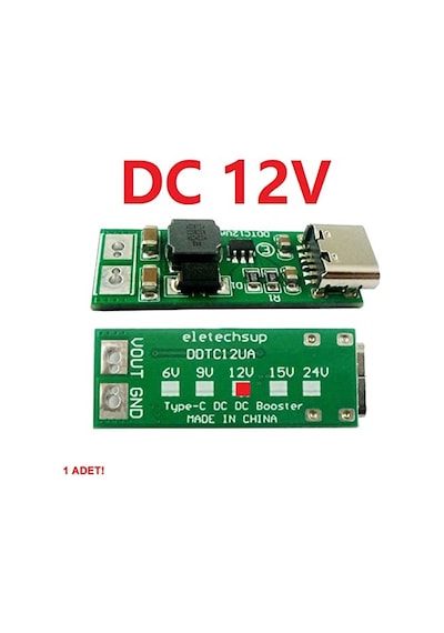 Type C Usb 5v To 12v Boost Modül 9w Dc Voltaj Yükseltici Taşınabilir Minik Güç Kaynağı Step Up Kamera Modem Arab 10"