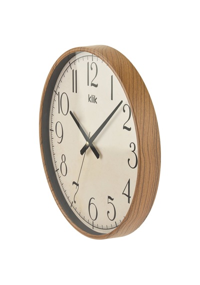 Simplex Ahşap Görünümlü Duvar Saati - Ceviz - 38 Cm Çok Renkli