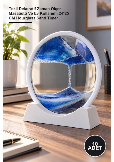 10 Adet Sulu Kumsaati Tekli Dekoratif Zaman Ölçer Masaüstü Ve Ev Kullanımı 24 25 Cm Hourglass Sand Timer Sarı