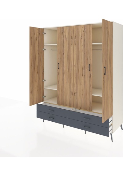 Kronos Gardrop 6 Raflı 4 Çekmeceli 2 Askılı 176x59x221 Aytaşı-çam/antrasit Çam/antrasit Kronos Gardrop 6 Raflı 4 Çekmeceli 2 Askılı 176x59x221 Aytaşı-çam/antrasit Çam/antrasit