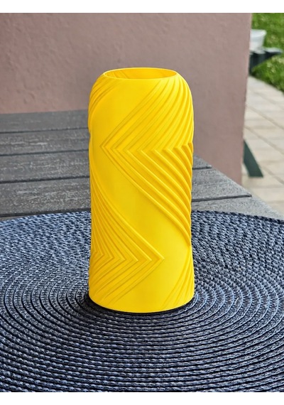3d Baskı Vector Vazo - Geometrik Çizgili Dekoratif Vazo-sarı Çok Renkli