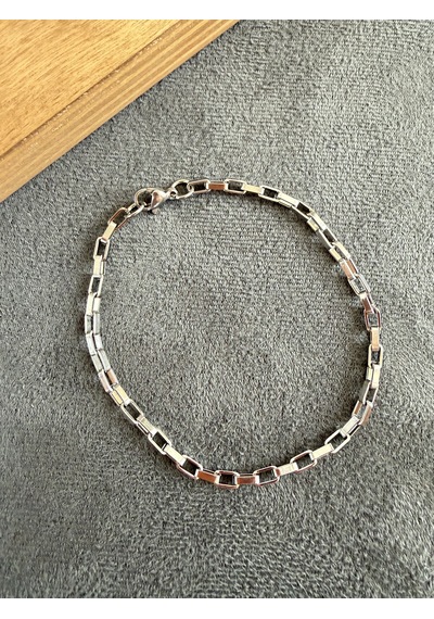 Paslanmaz Kararmaz Çelik Bileklik Geçme Model Bileklik 20 Cm 3mm Gümüş