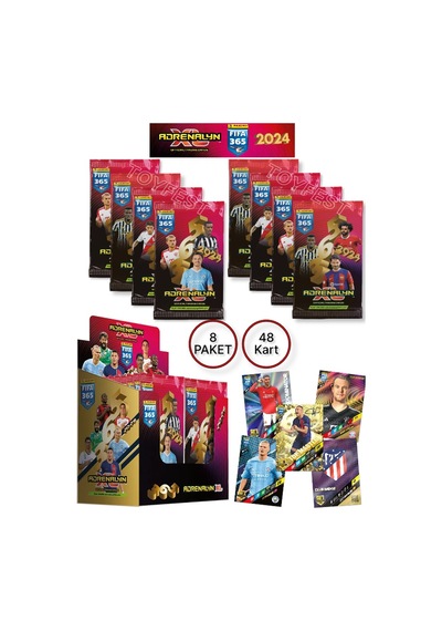 Panini Adrenalyn Fifa 365 - 2024 Official Trading Card Futbolcu Kartları Etiketi 8 Paket