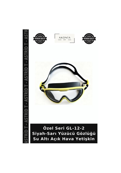 Özel Seri Gl-12-2 Siyah-sarı Yüzücü Gözlüğü Su Altı Açık Hava Yetişkin Siyah - Sarı
