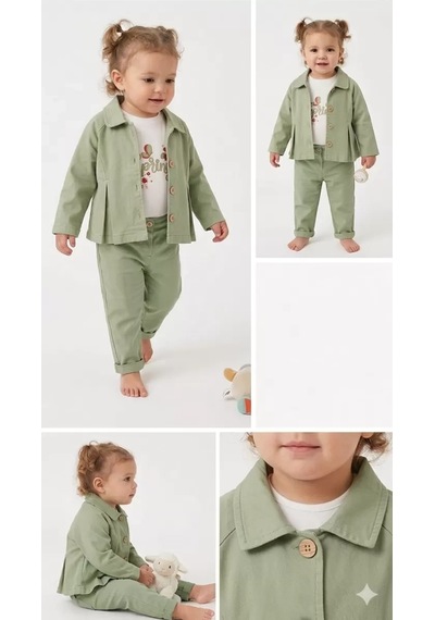 Veraura Lifestyle 6-24 Ay Ceketli Pantolonlu 3 Lü Bebek Takımı Yeşil