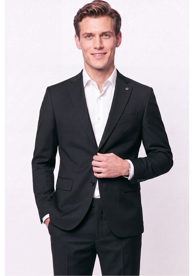 Efor Slim Fit Mono Yaka Esnek Yünlü Siyah Takım Elbise Tk 2026