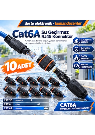 Dış Mekan Ip68 Rj45 Patch Kablo Bağlantısı Konnektörü,cat6 Toz Ve Su Geçirmez 2xrj45 Soket 10 Adet