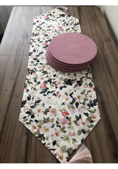 Çiçek Desenli Runner & Supla