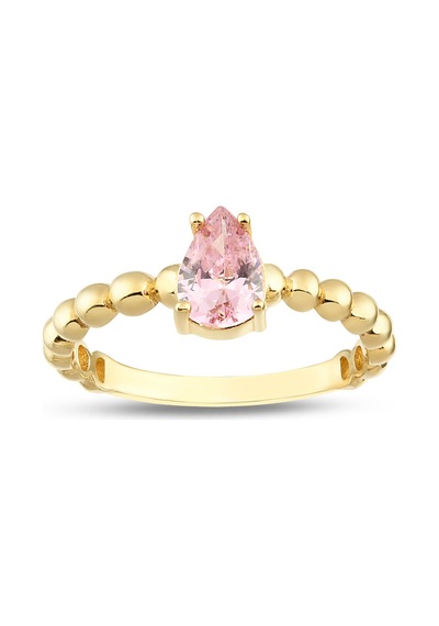 Debora Jewelry 14 Ayar Altın Damla Model Pembe Turmalin Taşlı Yüzük