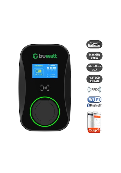 Truwatt Ztd701 22kw Duvar Tipi Elektrikli Araç Şarj Cihazı 32a/380v