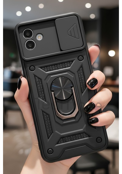 Samsung Galaxy A07 4g İçin Uyumlu Sürgülü Korumalı Yüzüklü Standlı Magnetic Tpu Tank Kapak