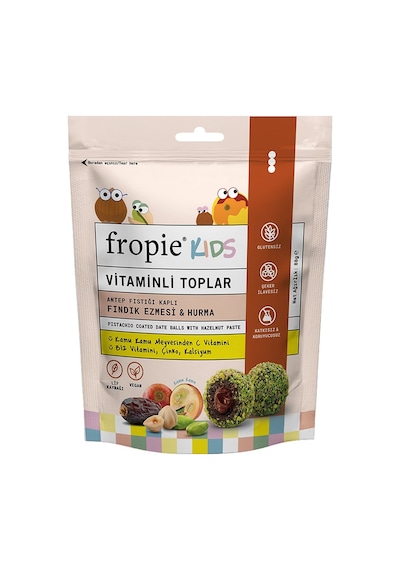 Fropie Vitaminli Kids Meyve Topları - Antep Fıstığı Kaplı & Fındık Ezmeli 80 G Fropie Vitaminli Kids Meyve Topları - Antep Fıstığı Kaplı & Fındık Ezmeli 80 G