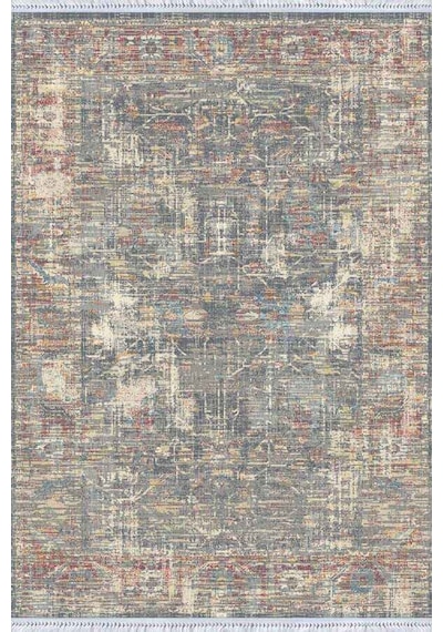 Çok Renkli Vintage Dokuma Pamuk Taban Kaymaz Kilim Klm348n11