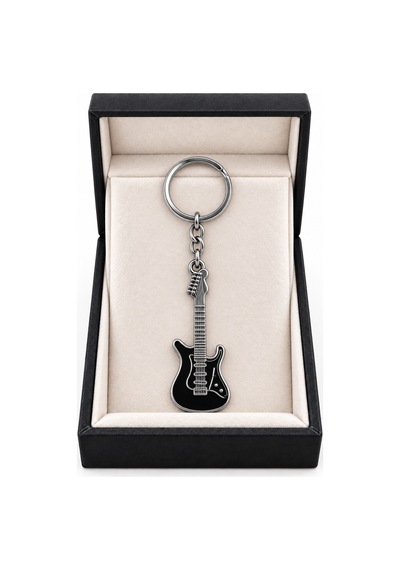 Elektro Gitar Figürlü Metal Anahtarlık Müzikseverlere Özel Şık Hediye