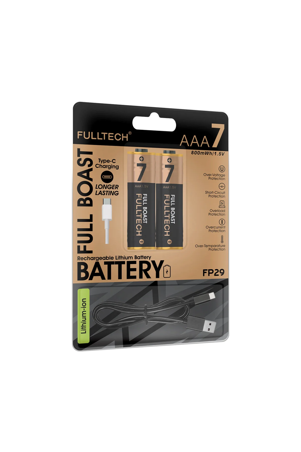 Fp29 Aaa Şarjlı Pil 2 Li Set 800mwh 1.5v Type-c Şarjlı Lityum Pil Uzun Ömürlü Hızlı Şarj Ed
