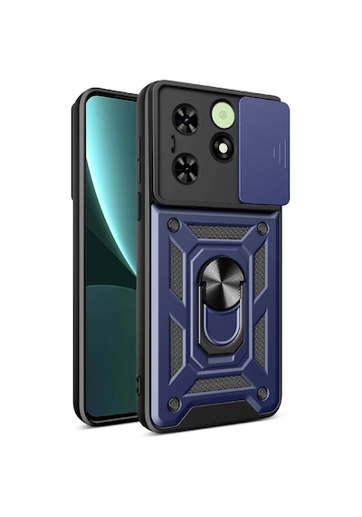 Tecno Spark 20 İle Uyumlu Kılıf Magnetik Standlı Kamera Korumalı Sürgülü Kapak