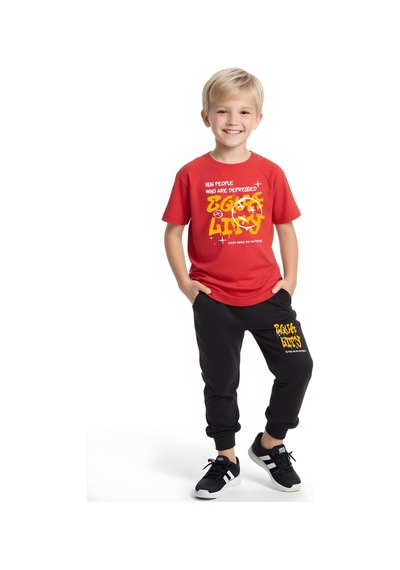 Fyk Kids Erkek Çocuk Mevsimlik Equa Baskılı Alt-üst Takım Kırmızı