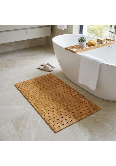 Deconox Doğal Bambu Banyo Paspası 42x62 Cm - Suya Dayanıklı Kaymaz Tabanlı Ahşap Duş Önü Paspas Spa Ve Sauna Diğer