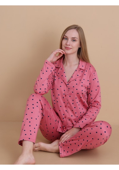 Wordex Mirano 9802 Şardonlu Soft Kışlık Puantiyeli Düğmeli Kadın Pijama Takımı Gül Kurusu Wordex Mirano 9802 Şardonlu Soft Kışlık Puantiyeli Düğmeli Kadın Pijama Takımı Gül Kurusu