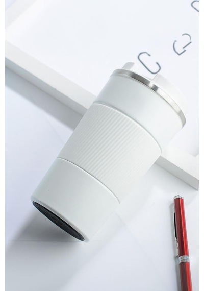 L Kilitli Çelik Mat Beyaz 510 Ml Kahve Termos Mug Cın405by Diğer