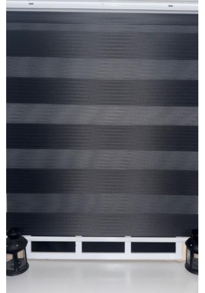 Pileli Antrasit Zebra Stor Kaliteli Güneşlik Perde Stb-131 Gri