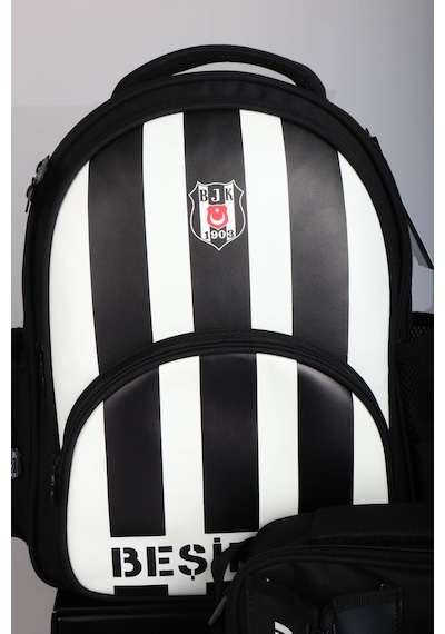 Yeni Sezon Lisanslı Beşiktaş Çubuklu Okul,3 Bölmeli Beslenme Ve Kalem Çantası Seti Açık Gri