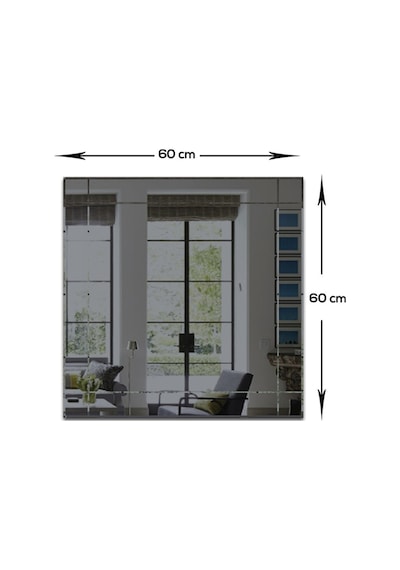 Ayna | Füme Ayna | Dikdörtgen Kanallı - Kare Ayna | 60Cm X 60Cm Füme