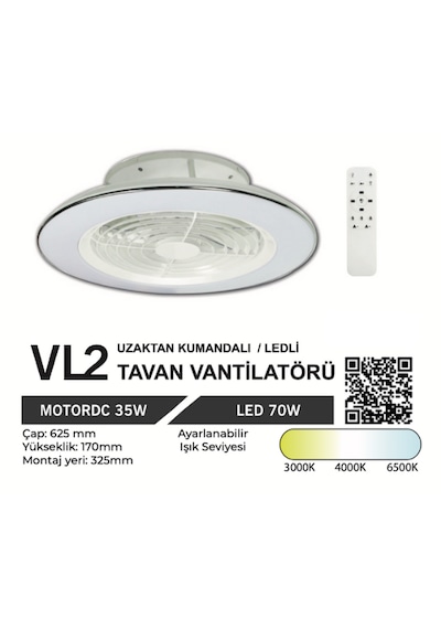 Orbus Vl2 Uzaktan Kumandalı Tavan Vantilatörü