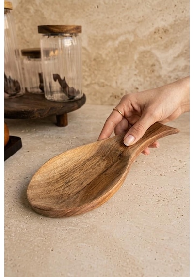 Akasya Ahşap Kaşık Altlığı 27x11.5 Cm - Tezgah Üstü Ve Ocak Yanı Kirli Kaşıklık