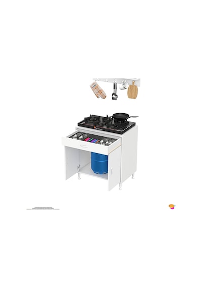 Eliusta Lumin Tüp Yuvalı 70 Cm Ankastre Ocak Altı Dolap 70x88x48 Cm Beyaz Dolap Çekmeceli Mutfak Organizeri Beyaz