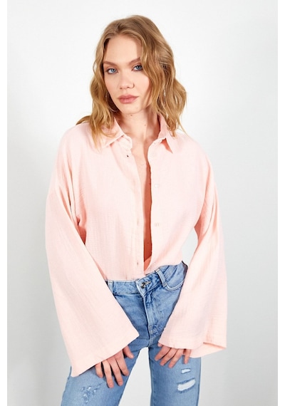 Manche Gül Kurusu Kolları Salaş Yıkamalı Müslin Oversize Rahat Kalıp Kadın Basic Gömlek Mks166881-01-6881 Manche Gül Kurusu Kolları Salaş Yıkamalı Müslin Oversize Rahat Kalıp Kadın Basic Gömlek Mks166881-01-6881