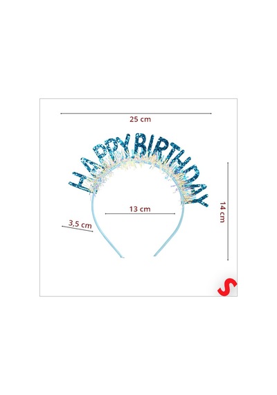 Mavi Happy Birthday Simli Doğum Günü Taç Ve Gözlük Seti Parti Aksesuarı, Fotoğraf Konsepti