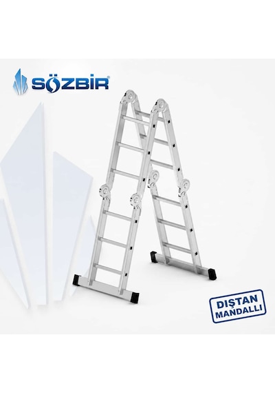 Sözbir 4 3 Toplamda 3,70 12 Basamaklı Akrobat Merdiven 1.2 Mm 3,70 Cm Kadar Uzayan