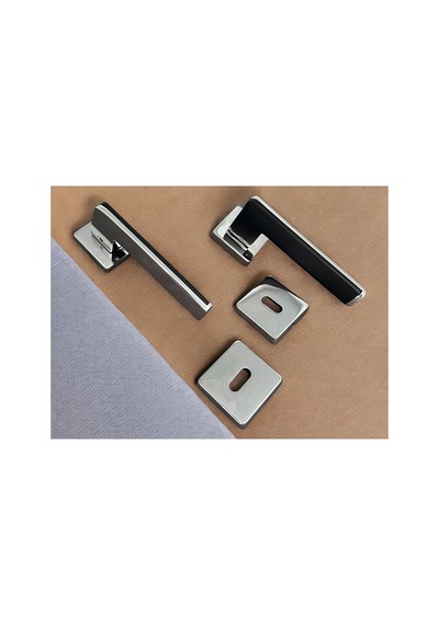 Duo Zamak Zk06 Mat Siyah Krom Kare Rozetli Oda Kapı Kolu Çift Renk 1 Takım