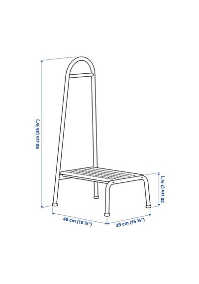 Ikea Bäsıngen Tırabzanlı Basamaklı Tabure, Antrasit, 1 Basamaklı