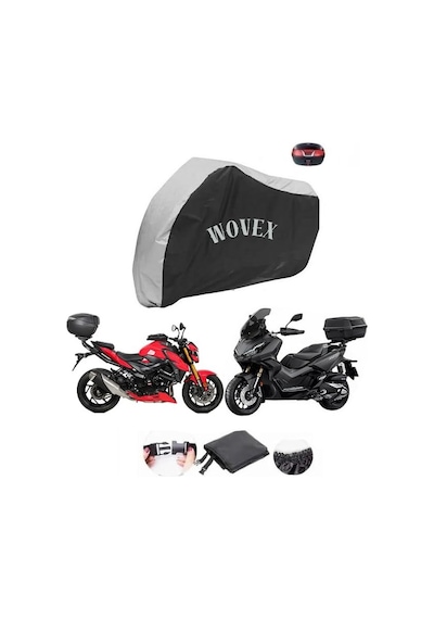 Wovex Royal Enfield Super Meteor 650 Motosiklet Brandası Gri Siyah Kombinasyonlu Arka Çanta Uyumlu Motor Branda Genel