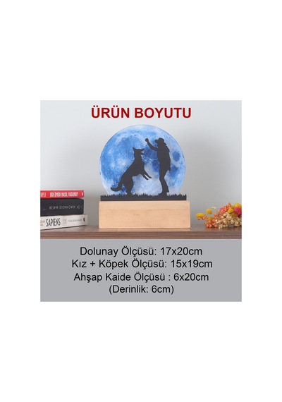 Led Işıklı Pleksi Dolunay Kişiselleştirilebilir Biblo Ruth Köpekle Oynayan Adam Anahtar Askılığı Mavi - 737330689 Mavi