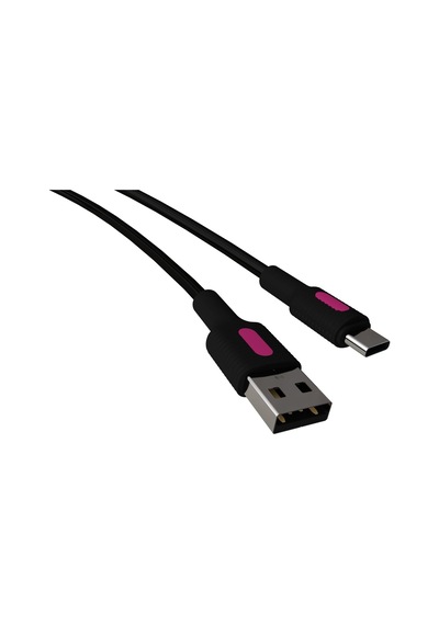 Coral Usb A-c Hızlı Şarj Kablosu, Siyah Kablo, Fuşya/siyah Uçlar 120 Cm