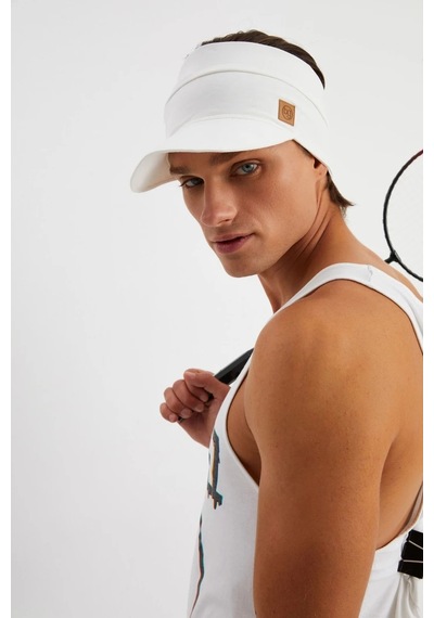 Butikgiz Erkek Uv Koruyuculu %100 Pamuklu Penye Tenis Golf Stil Vizör Şapka Siperlik - Tek Ebat / Beyaz Beyaz