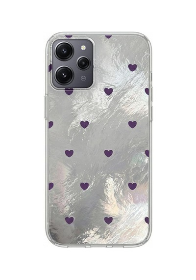 Xiaomi Redmi 12 Uyumlu Kılıf Pink Heart Silikon Kılıf Lila