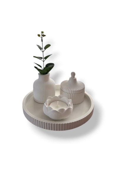 4lü Premium Set Kokulu Mum Vazo Ojbe Beyaz