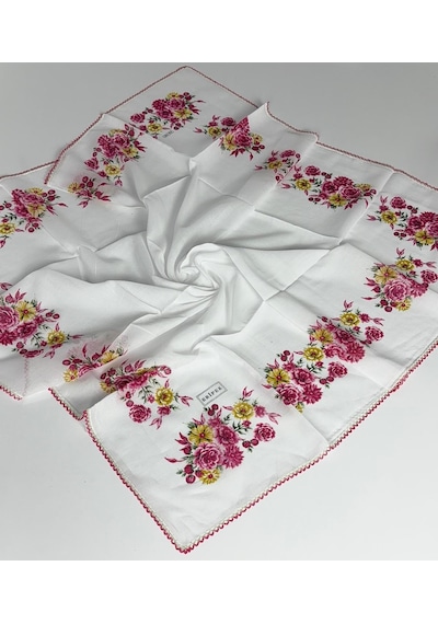 Eripek Oyalı Pamuk Yazma 6593 Beyaz-Pembe