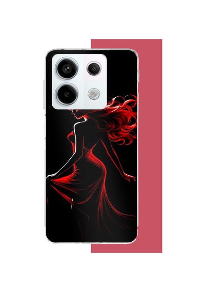Redmi Note 13 Pro 5g Uyumlu Kırmızı Elbiseli Kadın Baskılı Silikon Kılıf Renkli