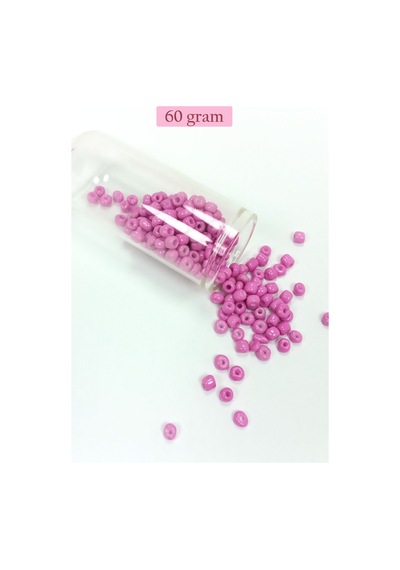 Dökme Cam Kum Boncuk Büyük Boy 6/0 4 Mm - 60 Gram - Koyu Pembe - Bnc127