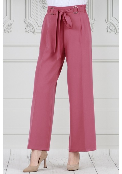 Sevitli Halka Detay Bol Paça Pantolon-pembe-3676-pembe Pembe