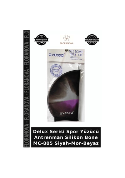 Delux Serisi Spor Yüzücü Antrenman Silikon Bone Mc-805 Siyah-mor-beyaz Çok Renkli