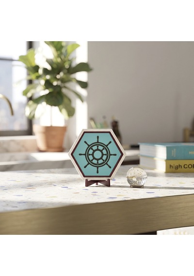 Estetik Gemi Dümeni Motifli Masaüstü Aksesuarı Minimalist Tarzınıza Uygun Modern, Şık Ve Özgün Bir Dekor 10x10 Cm, Turkuaz