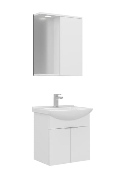 Orka Purus 55 Cm Parlak Beyaz Spot Aynalı Banyo Dolabı Takım Asma Beyaz Orka Purus 55 Cm Parlak Beyaz Spot Aynalı Banyo Dolabı Takım Asma Beyaz