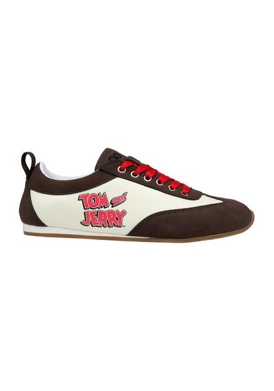 Kadın Vegan Deri Krem Sneakers - Warner Bros Looney Tunes Tom & Jerry Tasarım Çok Renkli