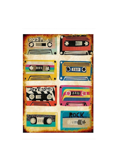 Bedeko Müzik Kasetleri Art Mdf Poster